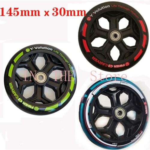 2 pcs 145mmX30mm scooter wheel with transparent durable 88A PU 145 handcart go cart 145mm tyre with ABEC-7 bearing installed