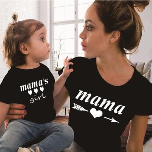 Summer Family Matching Outfits Mama and Mamas Mini Tshirt Mother Daughter Mum T-Shirt Tops Toddler Baby Kids Girls Clothes
