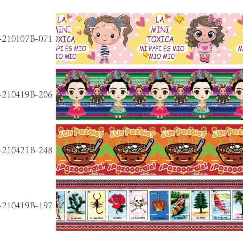 50 yards/lot) Hot sale listons 1-1/2" 38MM Mexican dolls printed cartoon ribbons