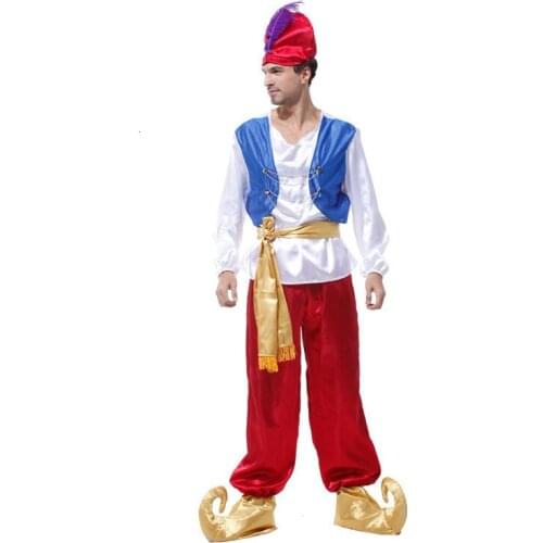 Mens Halloween Costumes For Men Adult Party Jasmine Aladdin Costume Lamp Genie Adam Prince Fantasia Boy Arab Clothing Cosplay
