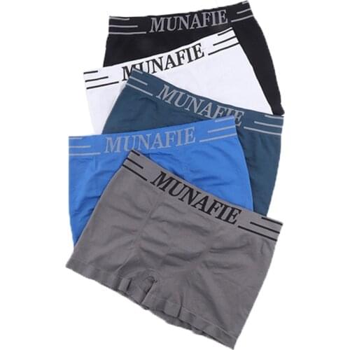 5Pcs/Set Mens Panties High-Elastic Mens Underwear Soft Short Boxer Seamless Sports Shorts Mid-Waist Breathable Men Boxer Briefs