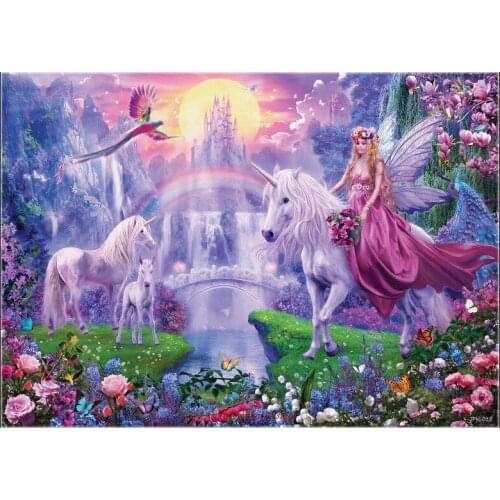 Fairy on Unicorn - Counted Cross Stitch Kits - DIY Handmade Needlework For Embroidery 14 ct Cross Stitch Sets DMC Color