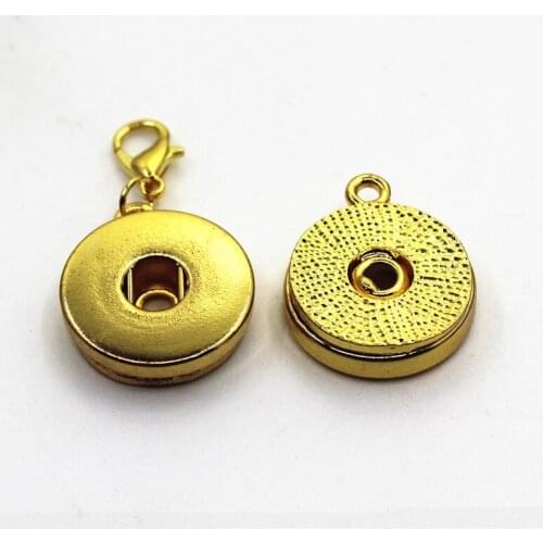 2018 New 30pcs Gold round lock snap button charms lobster clasp for 18mm snap buttons bracelet/necklace diy jewelry accessories