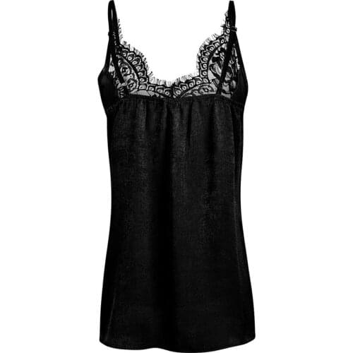 New Summer Women Sling Tops Women Sleeveless Lace Vest Tops Ladies Casual Loose Solid Color V Neck Shirts Ropa Mujer 2020