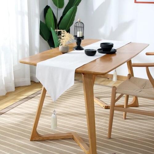 Japanese Style Solid Color Modern Minimalist Table Runner White Black Dining Table Tassel Style Party Table Runner Decoration