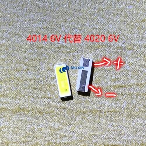 PCT 20PCS/Lot Jufei SMD LED 4014 6V 0.8W Cool White Replace 4020 For TV Backlight Application