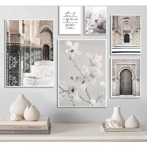 Islamic Architecture Poster Wall Art Canvas Print Door Flower Painting Modern Minimalist Home Decor Backdrop Pictures Design