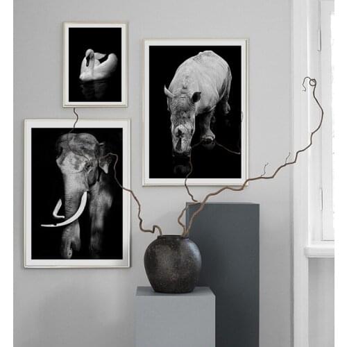 Tiger lion panther wolf elephant nordic poster and print animal wall art canvas painting mural living room home decoration