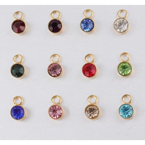 New Golden 12 Colors Crystal Birthday stone charms accessories fit necklace keychain diy bracelets charms for jewelry making