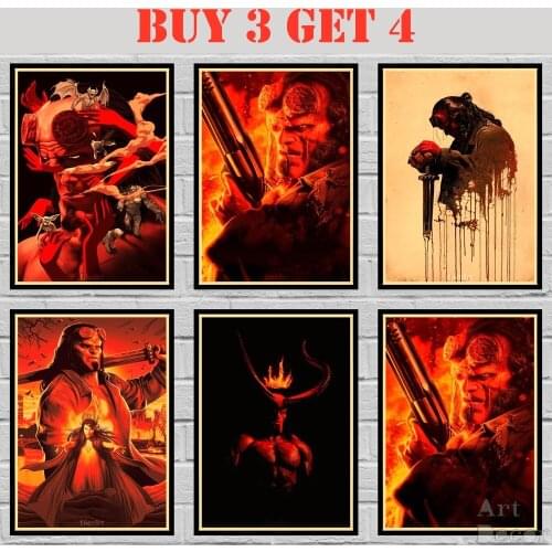 Hellboy Kraft paper Poster Monster Painting Abstract Funny Fancy Wall Sticker 42X30cm