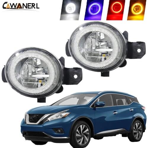 2 Pieces LED Angel Eye Fog Light For Nissan Murano 2015 2016 2017 Car 4000LM Fog Lamp Daytime Running Light DRL 12V