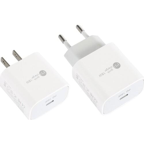 ALLOET US EU Plug 18W PD USB Charger Fast Charging USB Type C Travel Wall Charger Adapter for iPhone 12 Smartphone