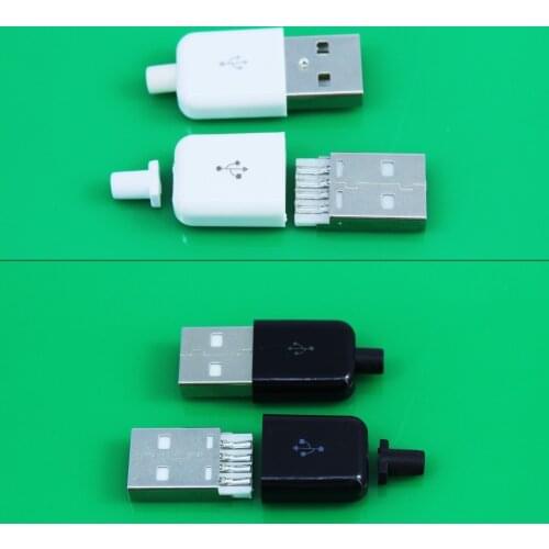 Cltgxdd micro USB 2.0 Connector Type A Male 4 Pin Plug Socket for DIY Custom Handmade Soldering With black Plastic Cover 4pin