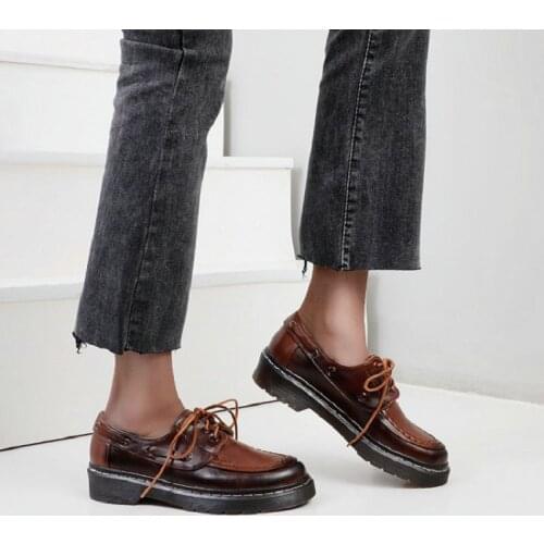 Sianie Tianie 2021 New Rubber Thick Sole Womens Derby Dress Shoes Lace-up Office Working Luxury Platform Flats Womans Creepers