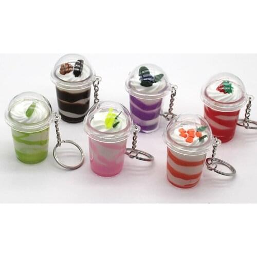 Silicone Ice Cream Cupcake Keychain Key Ring Bag Props Car Interior Ornaments