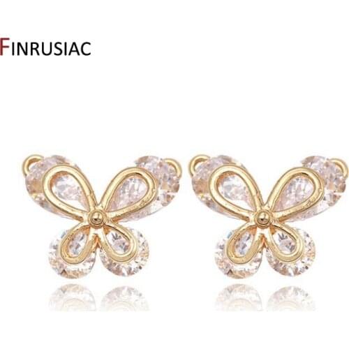 Two Rings Crystal Butterfly Pendant Connectors For DIY Making Bracelets Necklaces Earrings, Trendy Jewellery Making Accessories