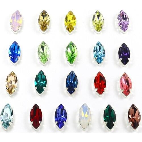 Horse Eye Shape Sew On Rhinestones with Silver Setting DIY Strass Crystal K9 Glass Flactback Sewing Crystal for Needlework Dress