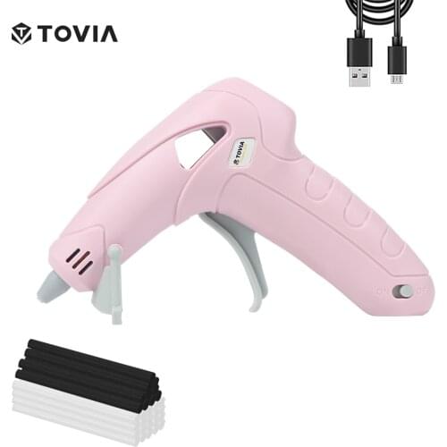 TOVIA Cordless Hot Glue Gun Mini Hot Melt Glue Gun 2200mAh Heat Silicone Glue Gun with 30pcs Glue Sticks for Home Repairs DIY