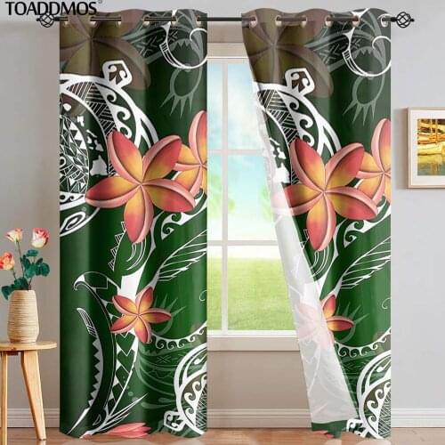 TOADDMOS Polynesian Sea Turtle Plumeria Design Premium Blackout Curatins Living Room Window Decoration Bedroom Sunblind Cortina