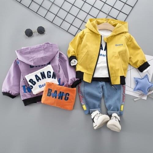 Spring Autumn Children Boys Clothing Sets Cotton Kid Boys Clothes Sets 3Pcs/SET Coat+Shirt+Pants Toddler Clothes Suit 0-5 YEARS