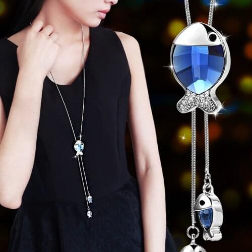 High Quality Fashion Metal Long Tassel Rhinestone Crystal Pearl Long Chain Necklace Sweater Patry Necklace Jewelry