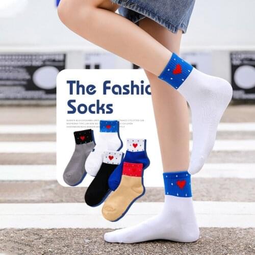 Women Socks Red Heart Cute College Wind Simple Basic Fresh Cotton socks for Girls spring summer Dropshipping Harajuku Short Soks