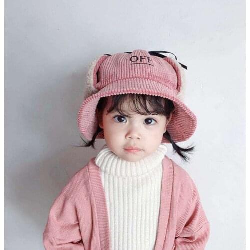 Winter Toddler Baby Infant Boy Girl Earmuffs Cap Warm Plush Soft Comfortable Letter Embroidery Pattern Hat 2-7T