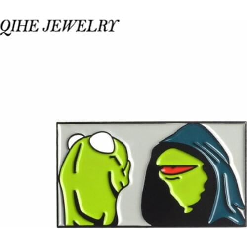 QIHE JEWELRY Frog pins Frog memes brooches Frog lapel pins Badges Brooches for men women Accessories