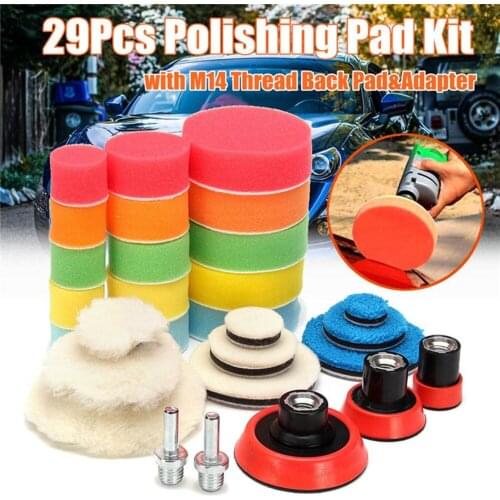 1.2/2/3inch 29 Pcs Car Polishing Cashmere Pad M14 Sponge Cleaning Tool Waxing Microfiber Automobile Exterior Repair Products