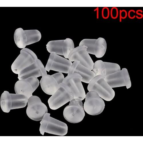 100pcs A Pack Of Silicone Transparent Universal Ear Plug Earring Accessories
