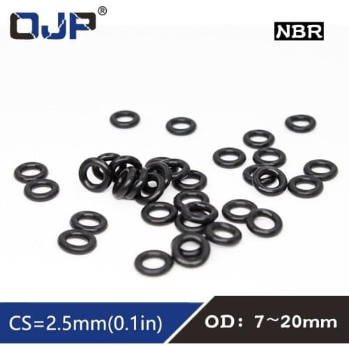 50PC/lot Rubber Ring Black NBR Sealing O Ring OD7/8/9/10/11/12/13/14/15/16/17/18/19/20*2.5mm O-Ring Seal Oil Ring Gaskets Washer