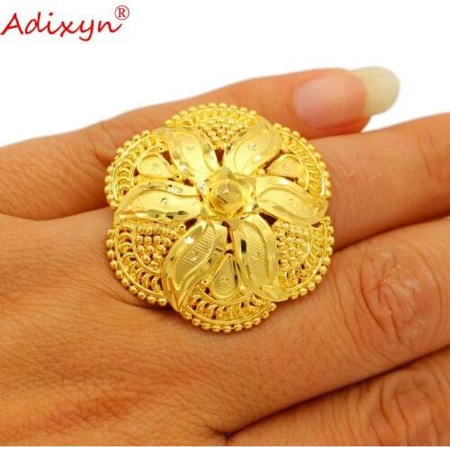 Adixyn 24k Gold Rings for Women Men Copper African Jewelry Indian Ethiopian Bridal Wedding Accessories N103118