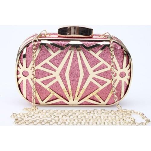 Brand Clutch Luxury Evening Bag Fashion PU Leather Metal Splice Shoulder Bag Female Elegant Party Chains Crossbody Bags 4 Color