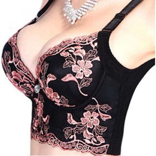 Double size Sexy Push Up Bra 34 36 38 40 42 B C Cup big Size Bra Brassiere Adjustment Plunge deep u Lingerie Women Bra