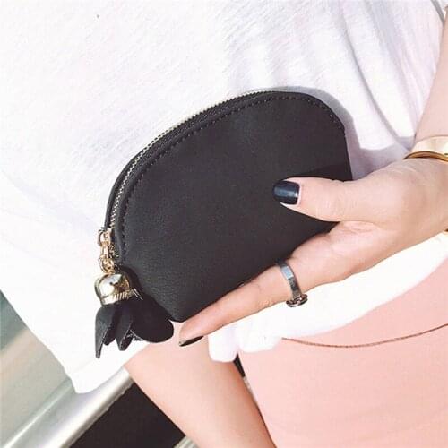 Coofit Casual Women Wallets Simple Change Wallet Keychain Coin Pouch PU Leather Portable Mini Zipper Change Purse Coin Pockets