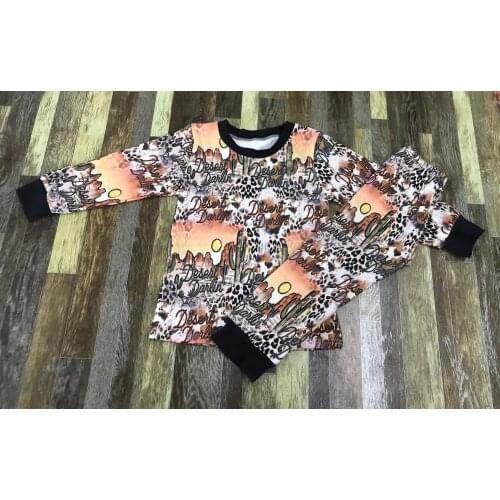 Childrens Boutique clothing Western Desert Cactus pattern Pajamas boys and girls sets