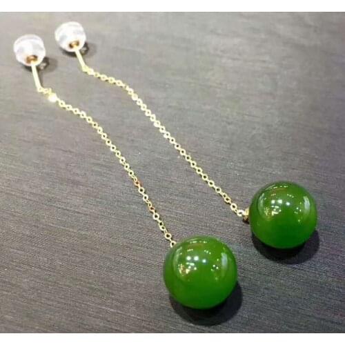Hetian Biyu 18K ear wire Authentic Qinghai material, sheep fat white jade