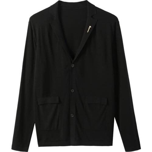 Cotton Natural Silk Linen Anti-pilling Thin Quality Fashion Man Cardigan Casual Male Summer Spring Single Breasted Men Sweater