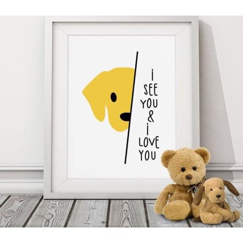 Cartoon Cute Dog Cat Canvas Painting Wall Art Nordic Posters and Prints Pictures Home Decoration Kids Bedroom Living Room Decor