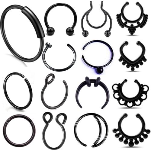 1pcs U Shaped Fake Nose Ring Hoop Septum Rings Acrylic/Stainless Steel Nose Piercing Fake Piercing Oreja Pircing Jewelry
