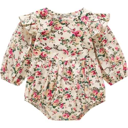 Newborn Baby Girls Romper Floral Infant Clothes Long Sleeve Jumpsuit Autumn Baby Clothing Toddler Outfits