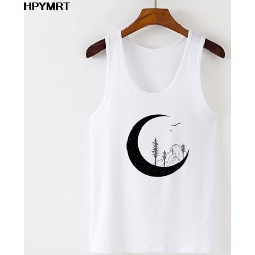 Aesthetic moon retro graphics Printed Tank Tops Women Top Harajuku Vest Female Tshirts fashion Casual Cute sleeveless Clothing