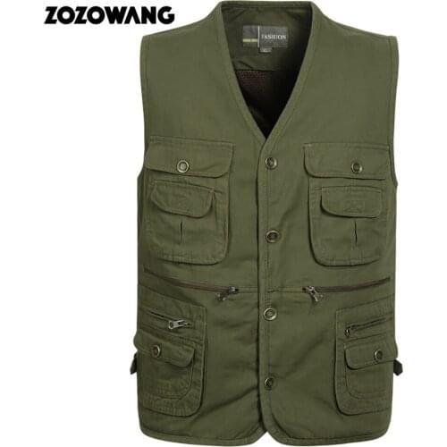2019 Men Multi-Pocket Classic Waistcoat Male Sleeveless Unloading Solid Coat Work Vest Photographer Tactical Masculino Jacket