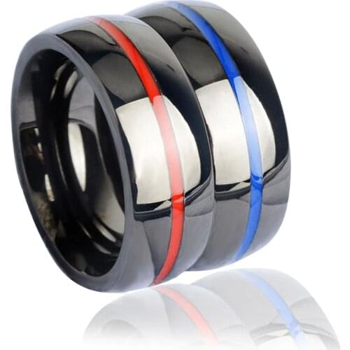 Keisha Lena Mens firefighter Ring Stainless Steel Thin blue line Ring Top Quality red line rings drop shipping