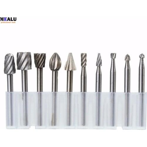 10pcs 3.175mm HSS Routing Router Bits Burr Milling Cutter For Dremel And Rotary Engraving Machine Tools Accessories