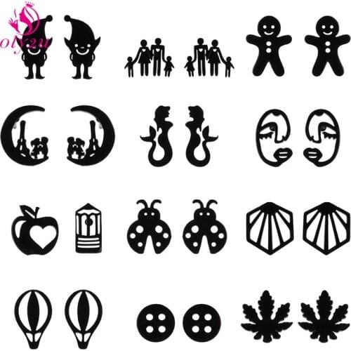 Stainless Steel Cute Insect Smiley Moon Mermaid Buttons Maple Leaf Earrings Womens Wholesale Korea Stud Earrings Jewelry 2021