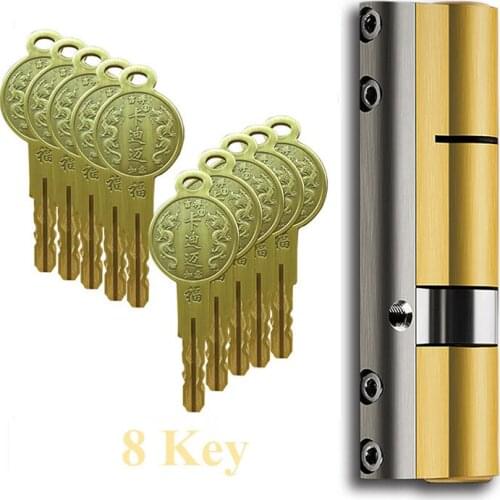 New 115mm 120mm Super C Grade stainless steel Anti-theft door Lock Core Security Lock Cylinders Key Lock 8 keys