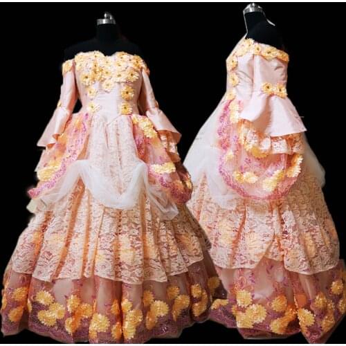 New pink Vintage costumes 18th Duchess Retro medieval Renaissance Reenactment Theatre Civil war Victorian dress D-297