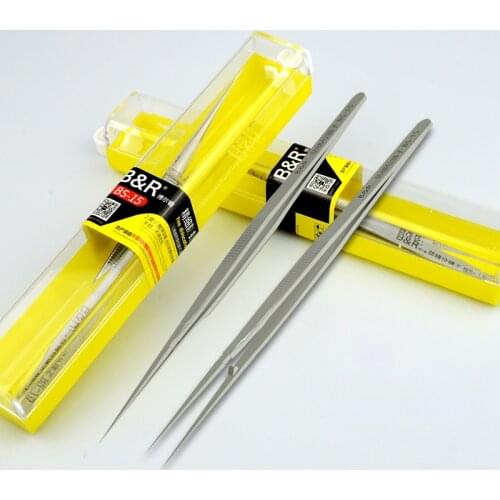 NEW B&R Precise Anti-dislocation Tweezers Lengthened clasp For iPhone Mainboard Fingerprint Repair Fly line BGA Weld Tweezer