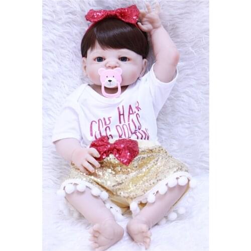 55cm Full Silicone Reborn Baby Doll Toys lovely newborn girl Toddler Babies child Birthday Present Gift bebe Brinquedos